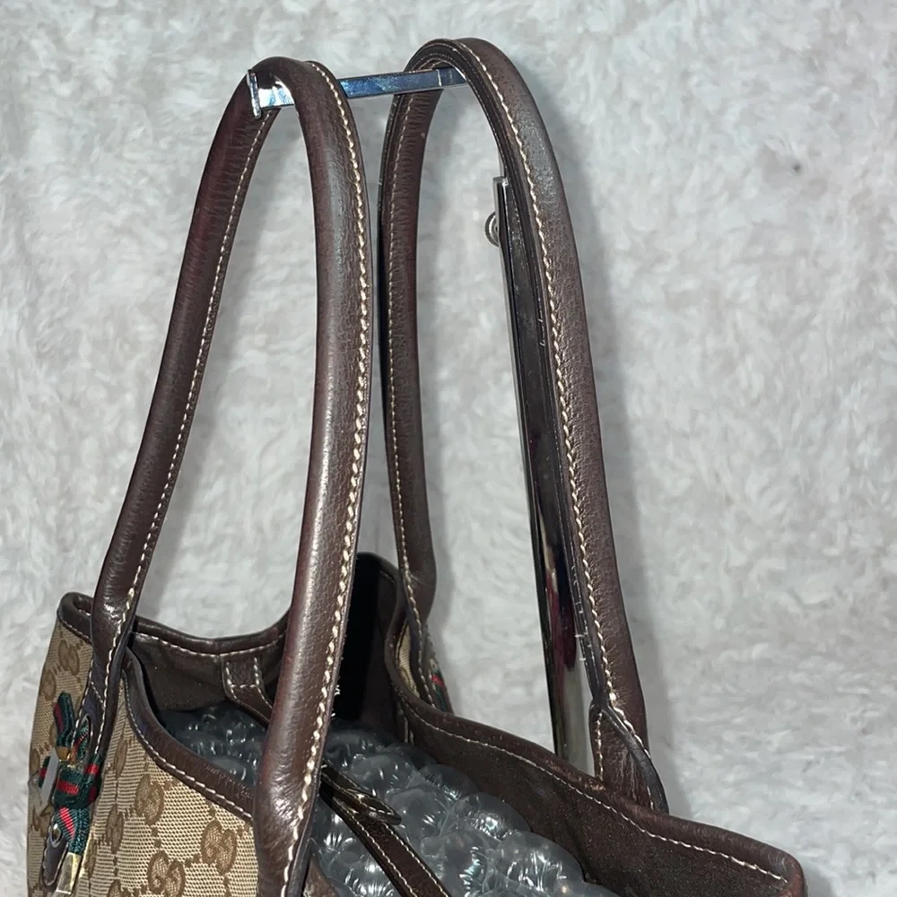 Gucci Princy Canvas & Leather Guccissima Monogram Medium Shoulder Tote Bag Brown - Picture 7 of 17